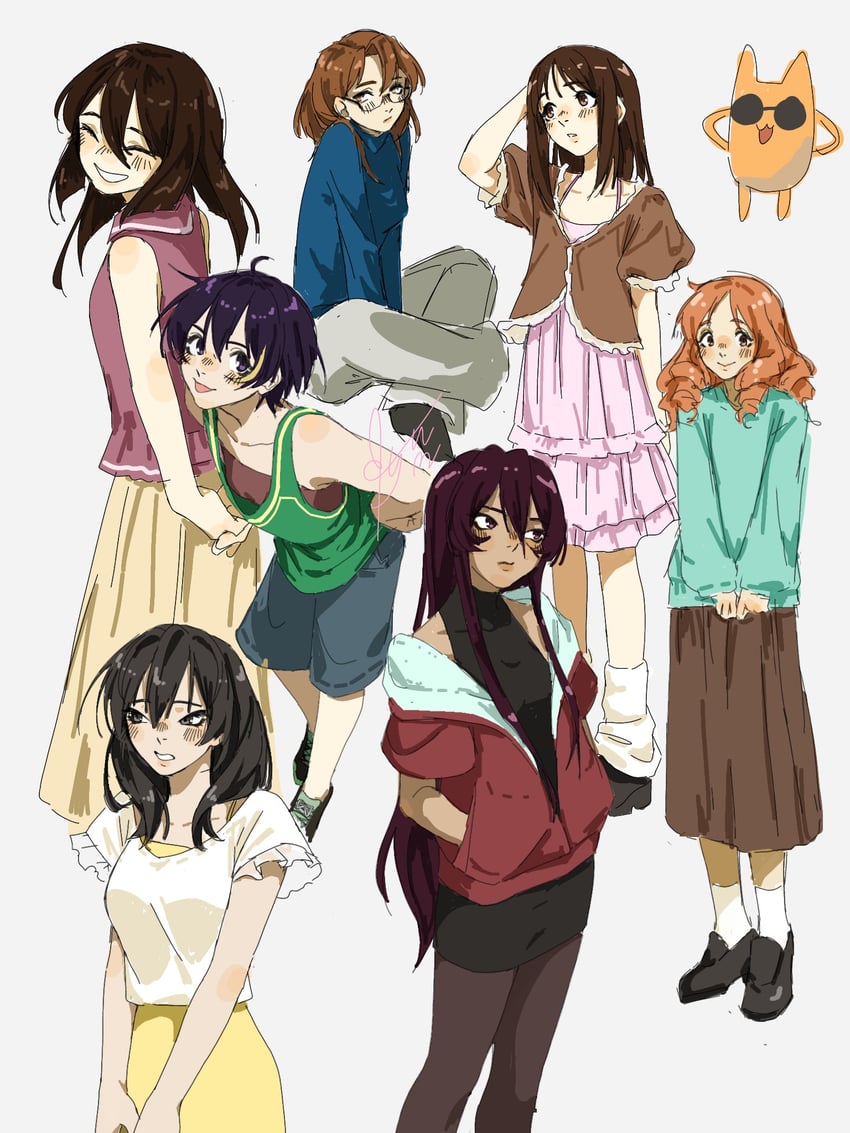 kasuga ayumu, sakaki, mihama chiyo, takino tomo, kagura, and 3 more (azumanga daioh) drawn by kyuunn