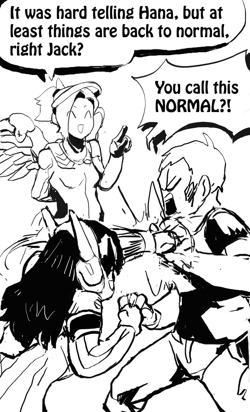 d.va, mercy, and soldier: 76 (overwatch and 1 more) drawn by njike