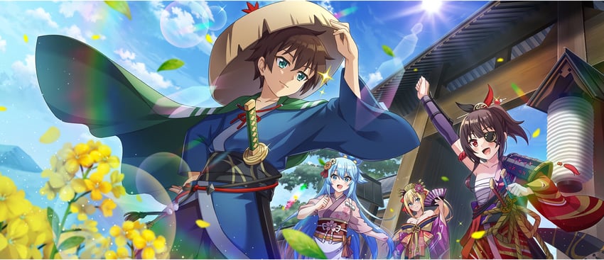 megumin, aqua, darkness, and satou kazuma (kono subarashii sekai ni shukufuku wo! and 1 more)