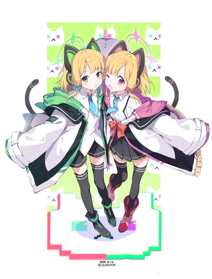 momoi and midori (blue archive) drawn by youguo_naberu