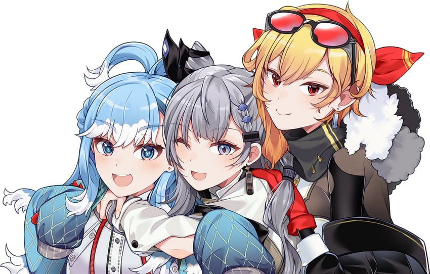 kaela kovalskia, kobo kanaeru, and vestia zeta (hololive and 1 more) drawn by mitsumine_(ookami_no_oyashiro)