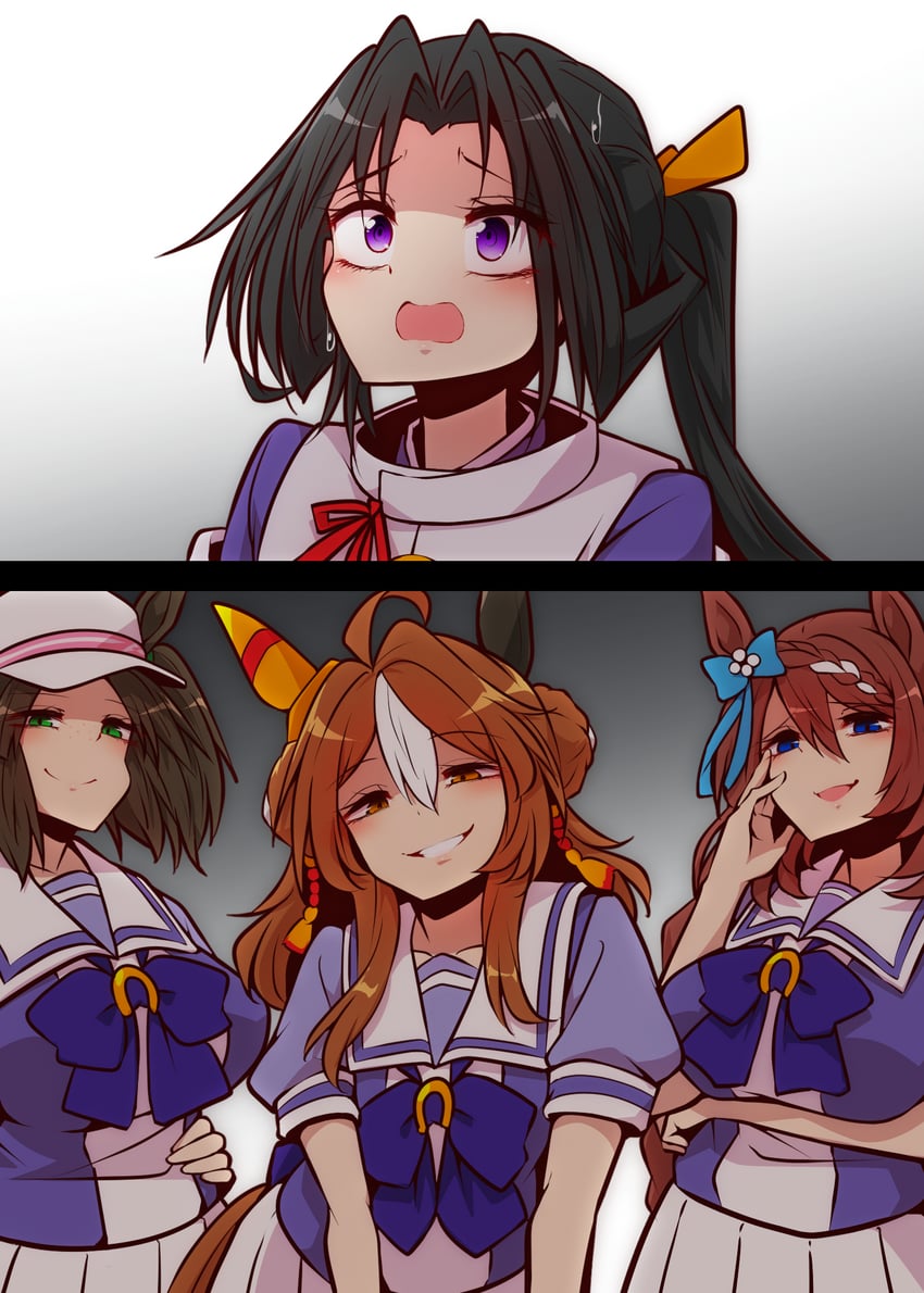 super creek, copano rickey, houjou tokiyuki, and ines fujin (umamusume and 1 more) drawn by yonedatomo_mizu