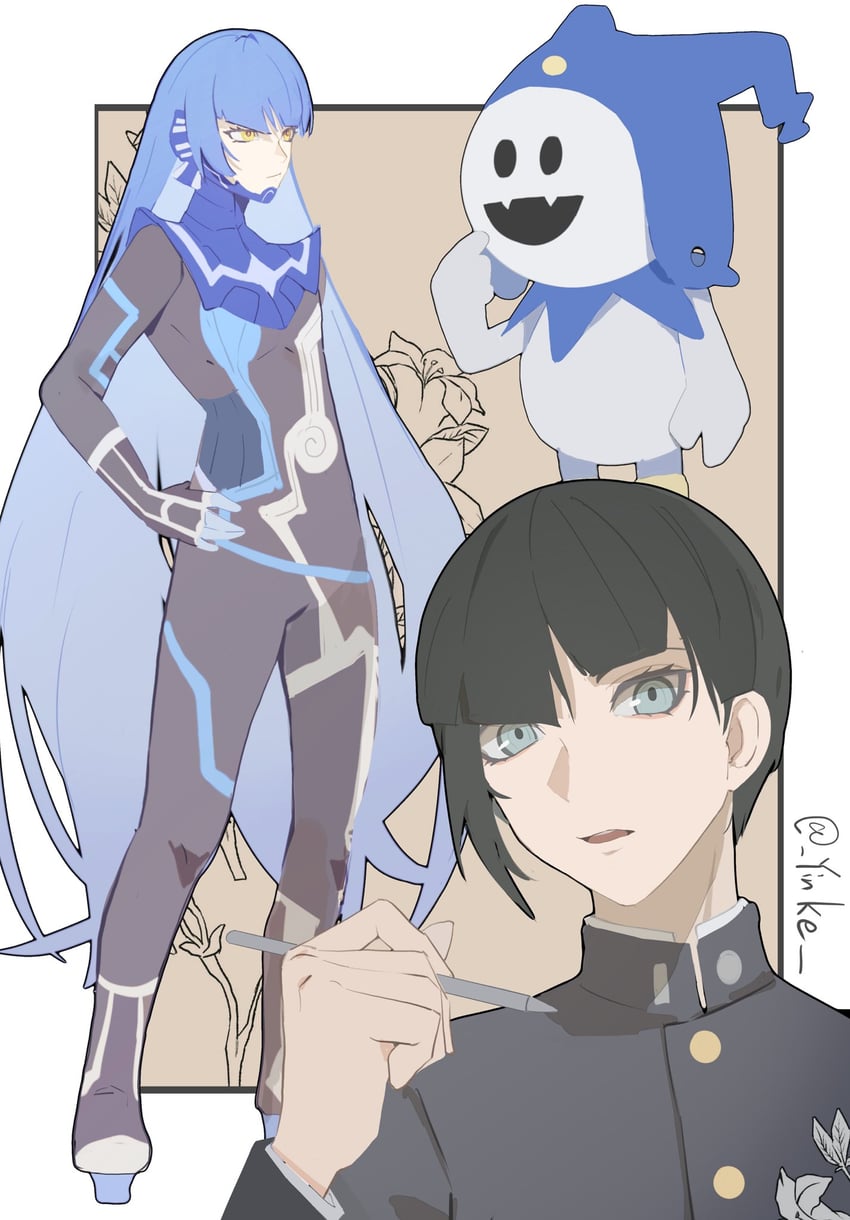 jack frost and protagonist (shin megami tensei and 2 more) drawn by yinke