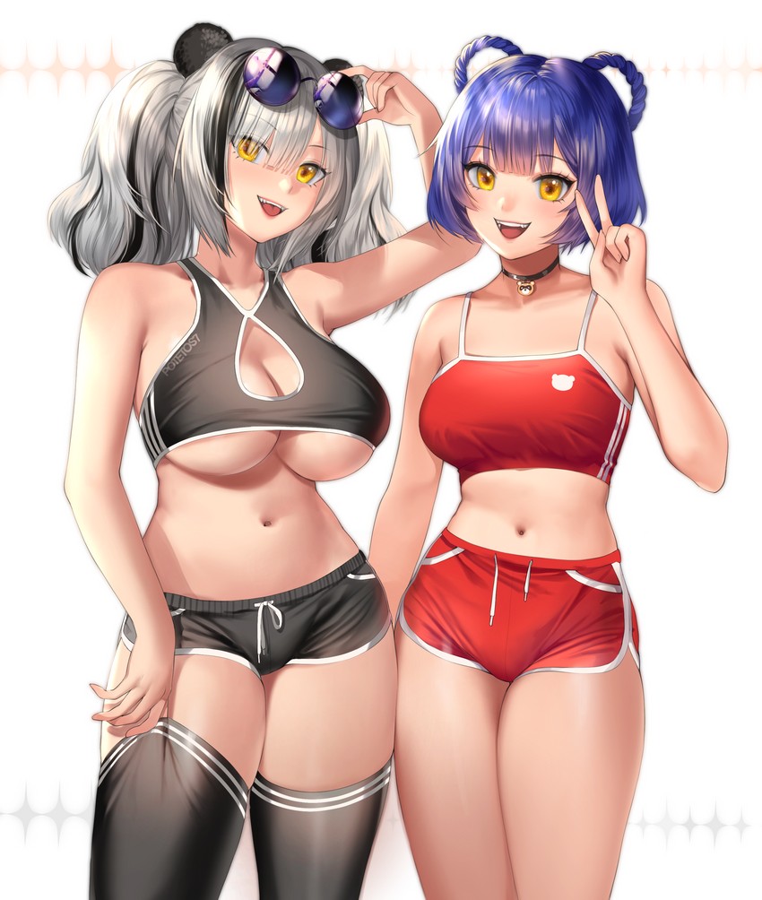 xiangling and feater (genshin impact and 1 more) drawn by potetos7