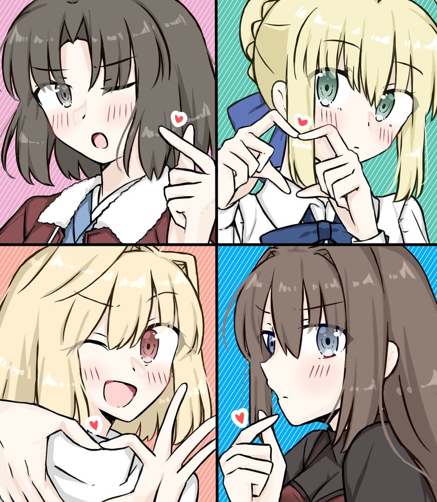 artoria pendragon, saber, arcueid brunestud, ryougi shiki, and aozaki aoko (fate and 5 more) drawn by user_assh7578