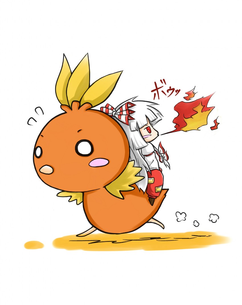 fujiwara no mokou and torchic (touhou and 1 more) drawn by viva!!