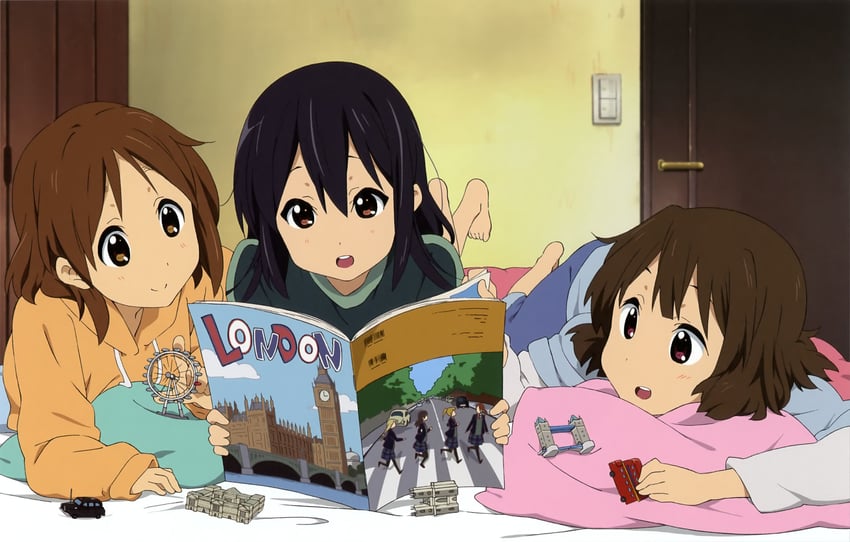 nakano azusa, hirasawa ui, and suzuki jun (k-on! and 4 more) drawn by maruki_nobuaki