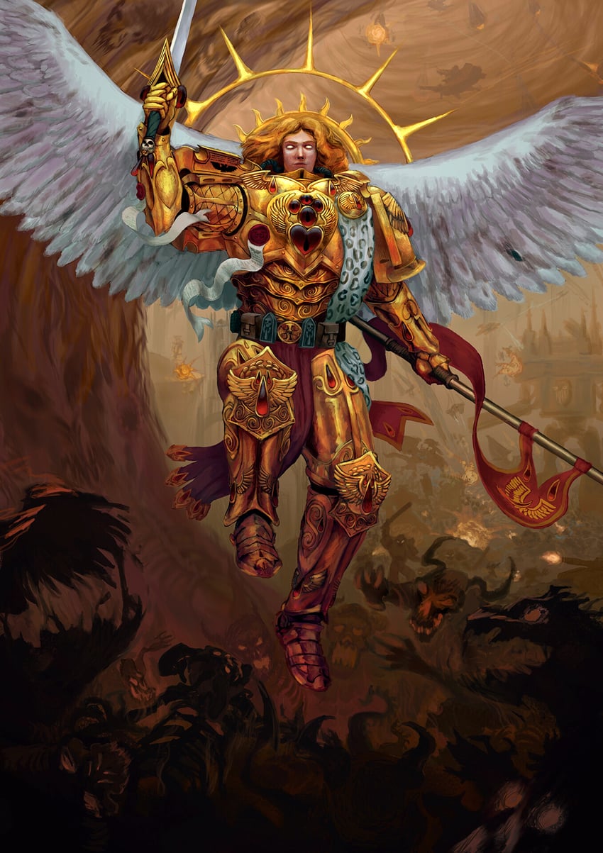 sanguinius and collegia titanica (warhammer 40k) drawn by deepseaweed