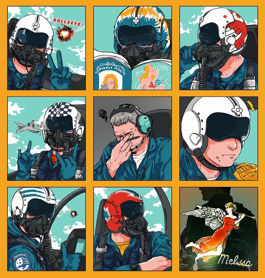 talisman, marcus lampert, ghost eye, avalanche, sky kid, and 3 more (ace combat and 1 more) drawn by ana_819