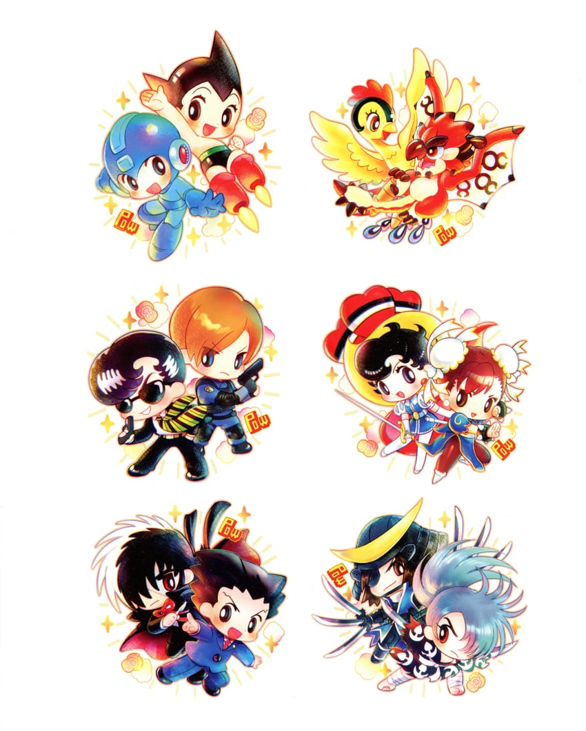 chun-li, leon s. kennedy, mega man, phoenix wright, date masamune, and 8 more (street fighter and 13 more) drawn by kataiwa_yuri