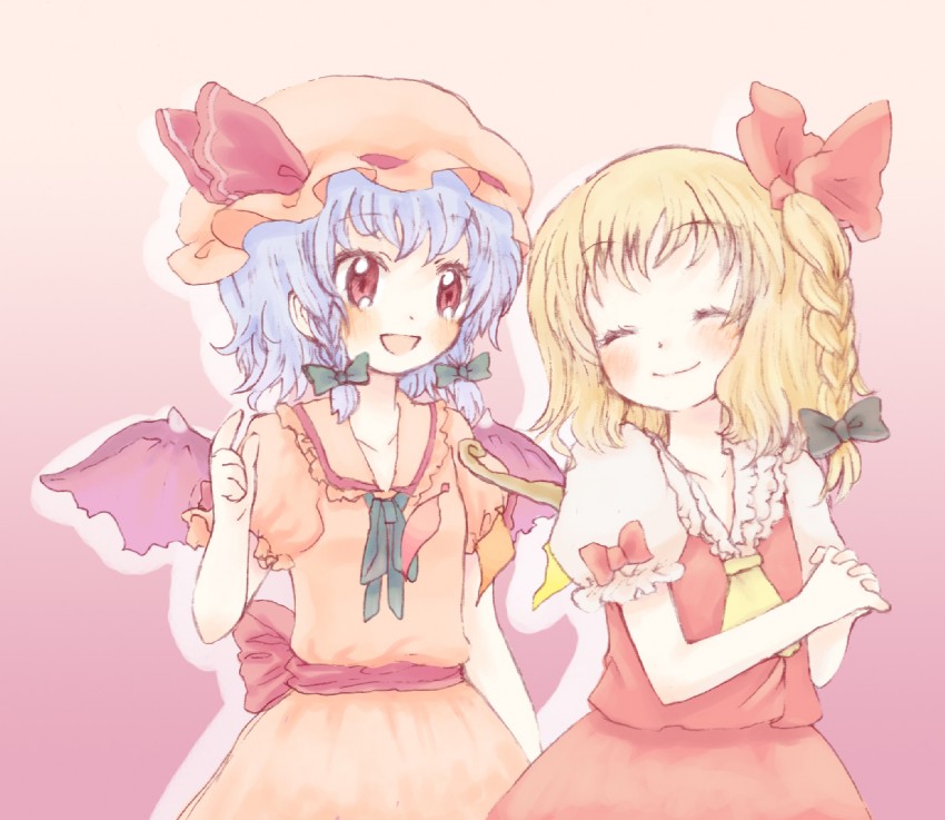 remilia scarlet and flandre scarlet (touhou) drawn by rias-shiki_kawaii