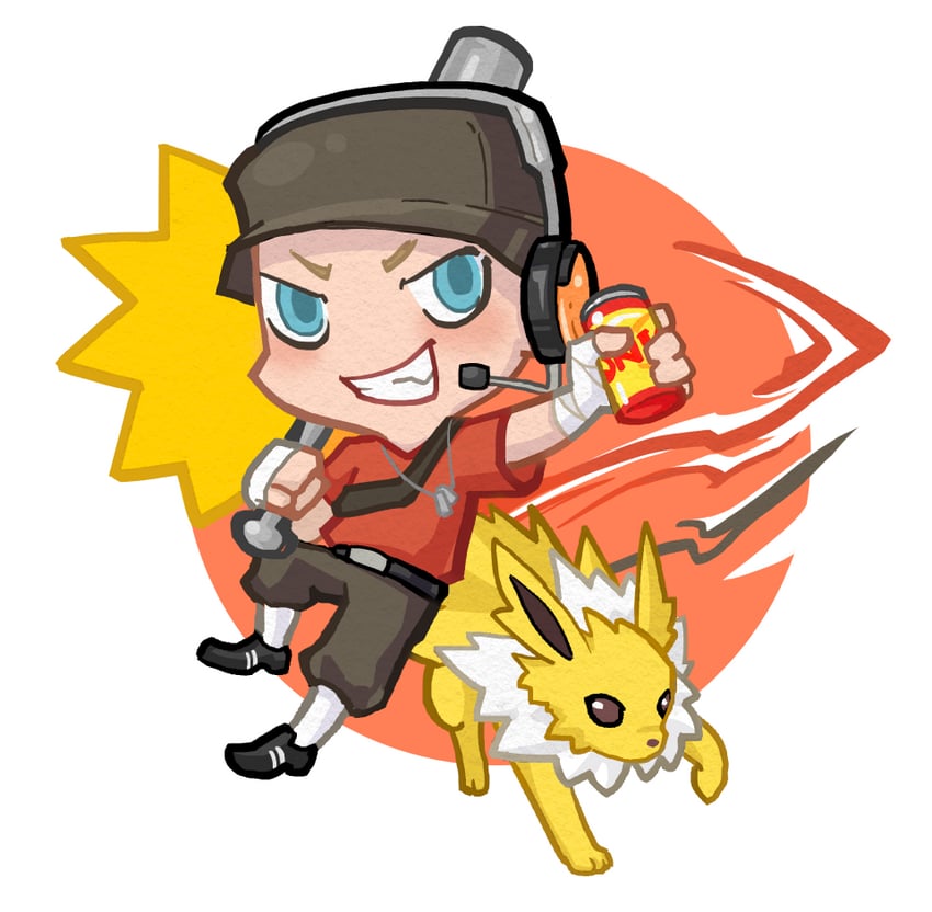 jolteon, scout, and red scout (pokemon and 1 more) drawn by norue