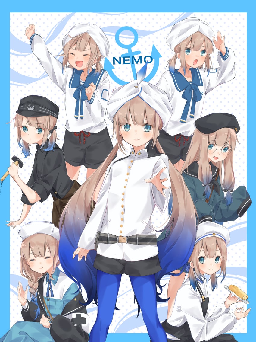 nemo, captain nemo, marine nemo, professor nemo, nurse nemo, and 2 more (fate and 1 more) drawn by puchimu