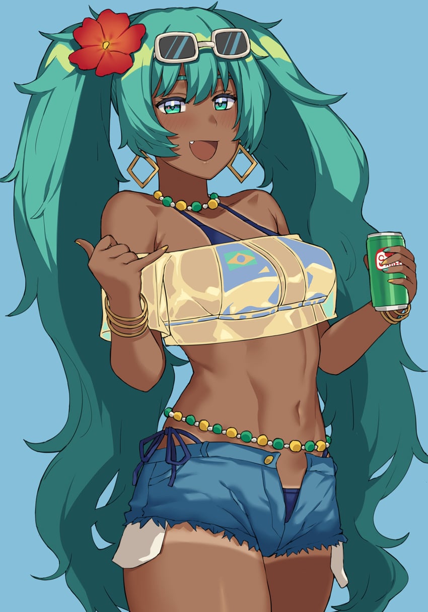 hatsune miku and brazilian miku (vocaloid) drawn by hai_ookami