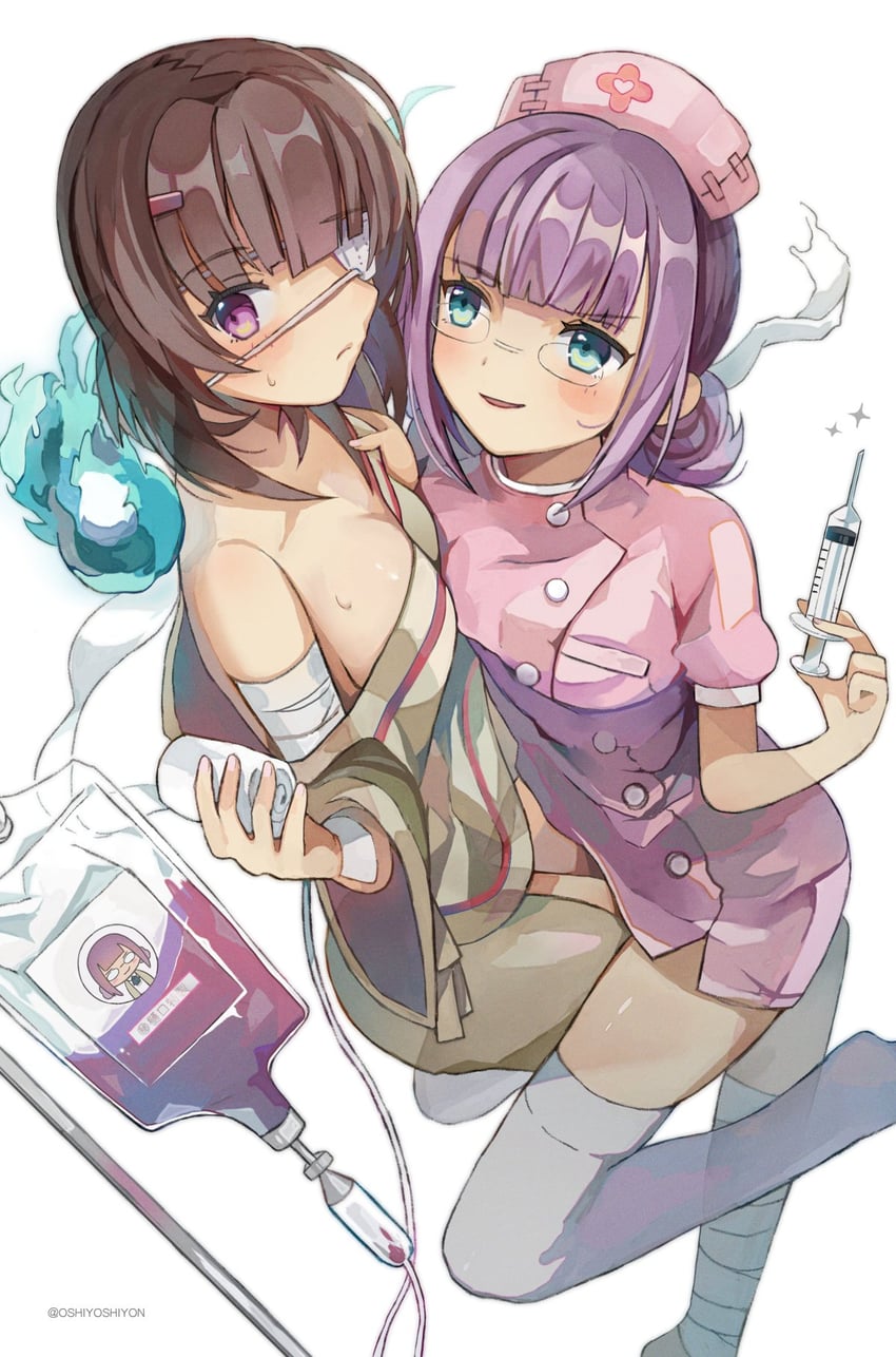 higuchi seika and hiiragi kozue (heaven burns red) drawn by oshiyoshiyon