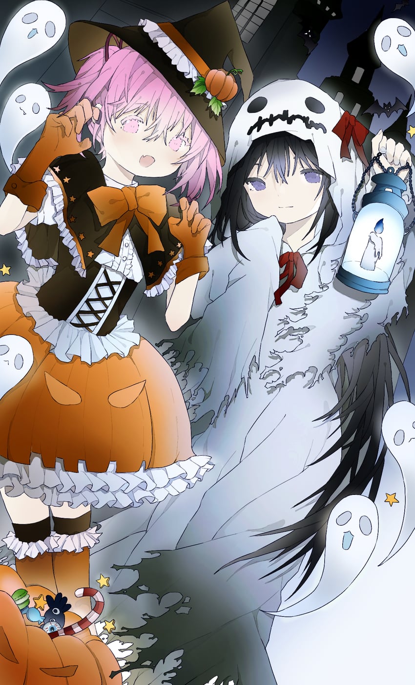 akemi homura and kaname madoka (mahou shoujo madoka magica) drawn by winbow