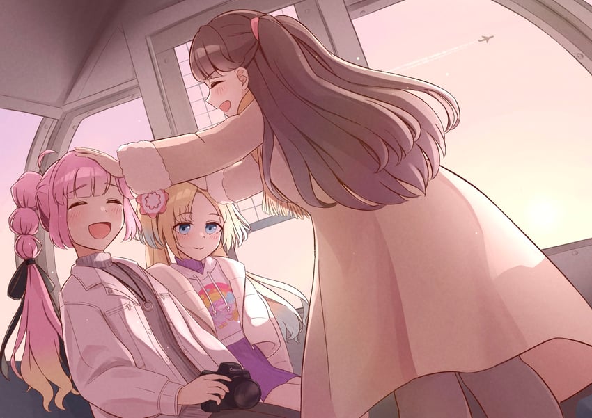 fujishima megumi, osawa rurino, and anyoji hime (love live! and 1 more) drawn by hisaka