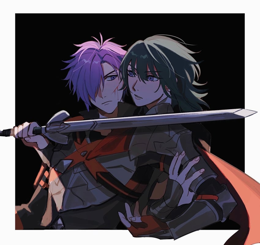 female byleth and male shez (fire emblem and 2 more) drawn by seirorath