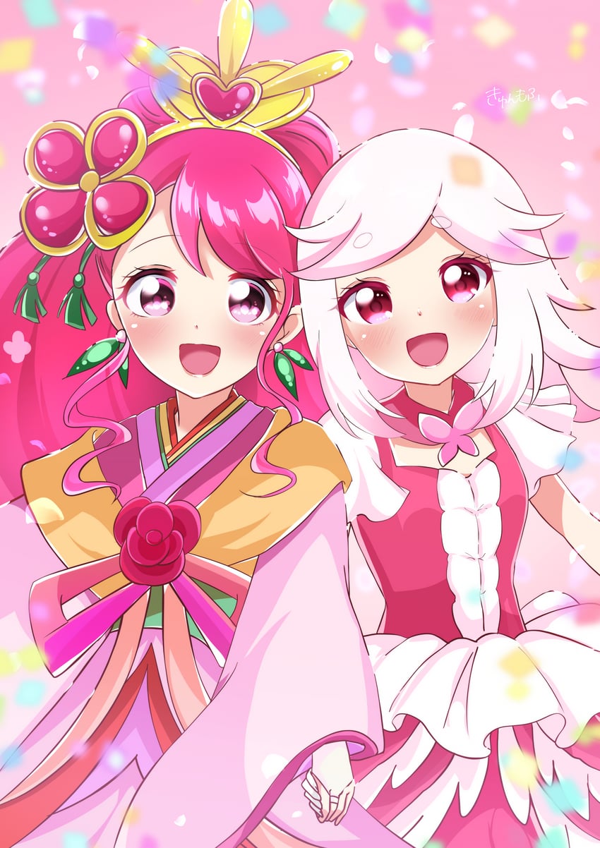 hanadera nodoka, cure grace, and kaguya (precure and 1 more) drawn by kyunmofu