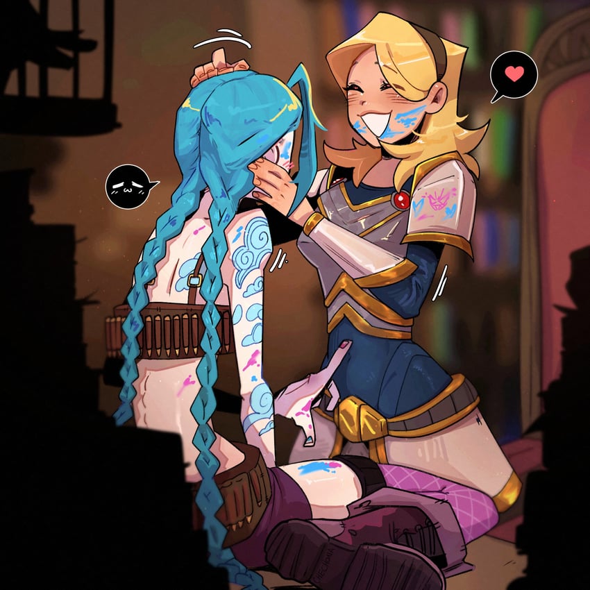 jinx and lux (league of legends and 1 more) drawn by gordachechona