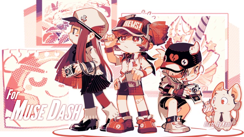 buro, marija, rin, and ola (muse dash) drawn by knoll_the_plaid