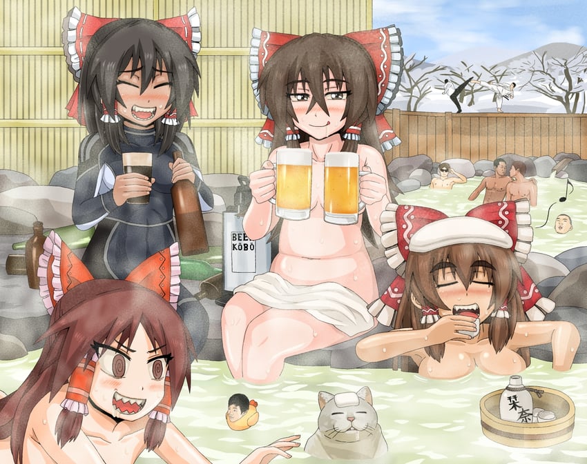 hakurei reimu, benikurage, kanna, reu, sananana, and 8 more (touhou and 2 more) drawn by tsurime_suki
