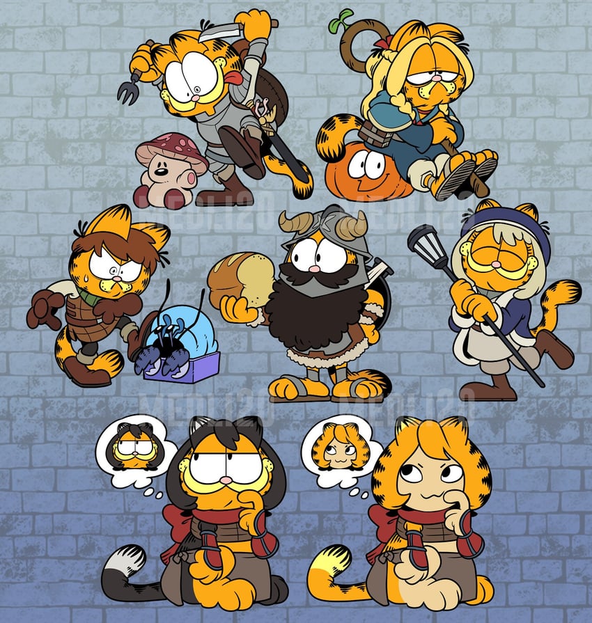 marcille donato, falin touden, laios touden, senshi, chilchuck tims, and 5 more (dungeon meshi and 1 more) drawn by medli20