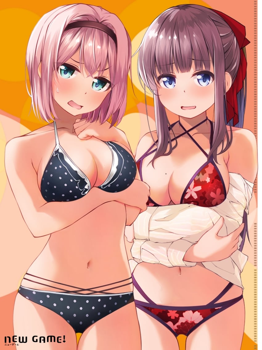 takimoto hifumi and mochizuki momiji (new game!) drawn by chuutaro_metal