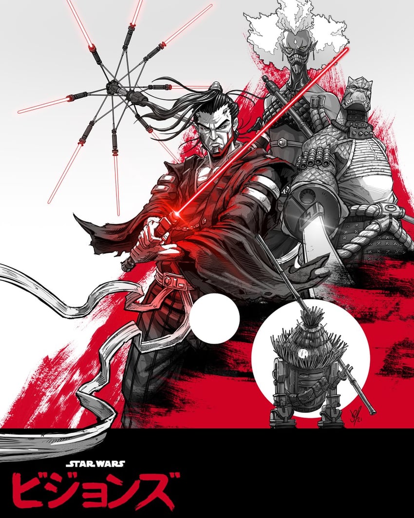 ronin, r5d56, and sith bandit leader (star wars and 1 more) drawn by