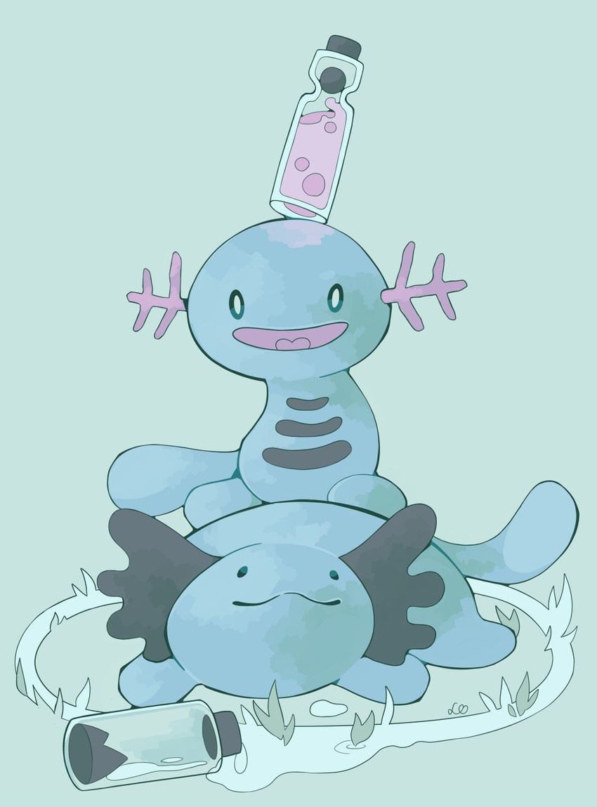 wooper and madame (pokemon and 1 more) drawn by louveo