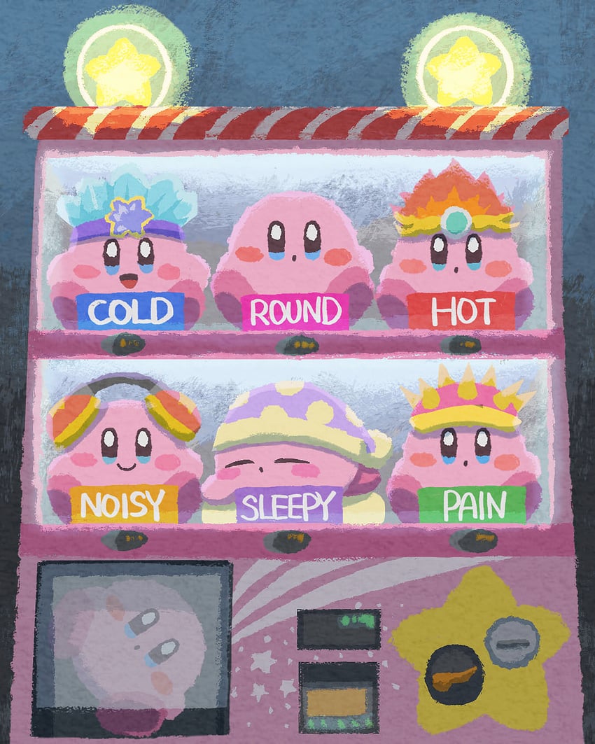 kirby, sleep kirby, ice kirby, fire kirby, mike kirby, and 1 more (kirby) drawn by miclot