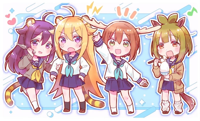 shikanoko noko, koshi torako, koshi anko, and bashame meme (shikanoko nokonoko koshitantan) drawn by sorimachi-doufu
