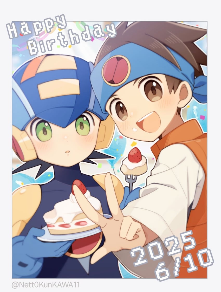 megaman.exe and lan hikari (mega man and 1 more) drawn by nett0kunkawa11