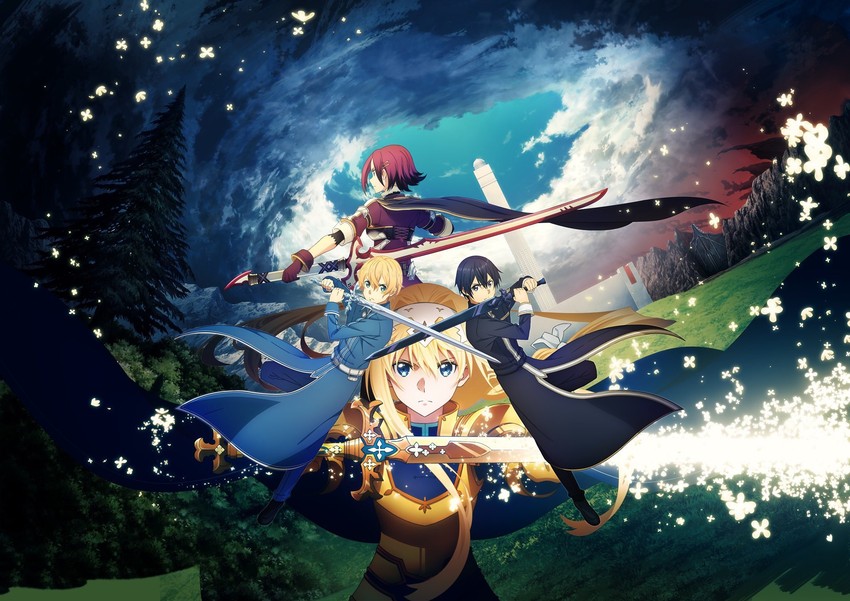 kirito, alice zuberg, and eugeo (sword art online and 1 more)