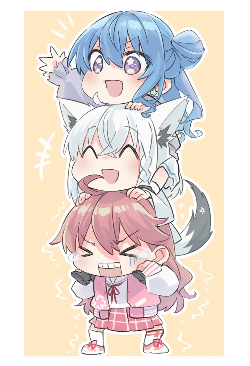 shirakami fubuki, hoshimachi suisei, and sakura miko (hololive) drawn by yaya_(pi63925174)