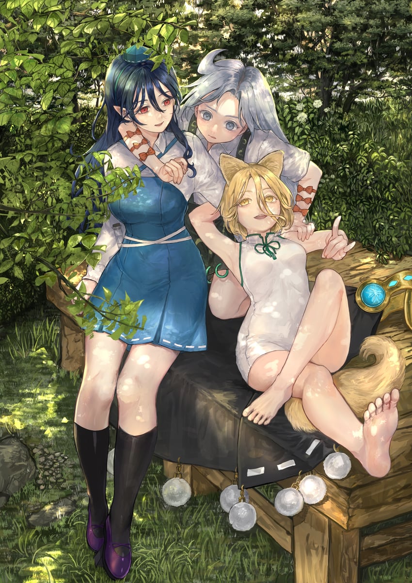 kudamaki tsukasa, iizunamaru megumu, and himemushi momoyo (touhou) drawn by gonglijeongli