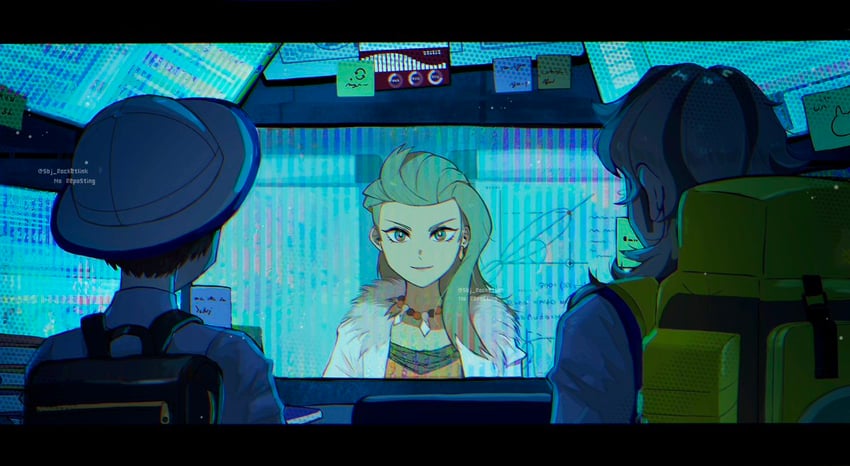 florian, arven, and professor sada (pokemon and 1 more) drawn by yomogi_dango_(sbj_rocketlink)