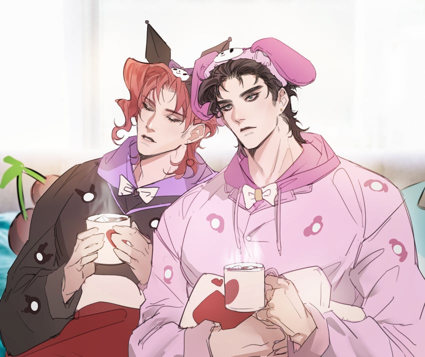 kujo jotaro, kakyoin noriaki, my melody, and kuromi (jojo no kimyou na bouken and 3 more) drawn by itsoraoraoraora