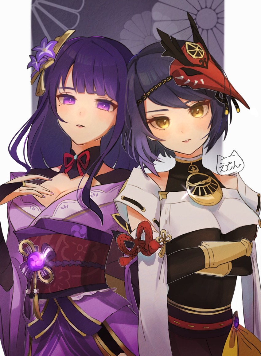 raiden shogun and kujou sara (genshin impact) drawn by massuru_jojoen