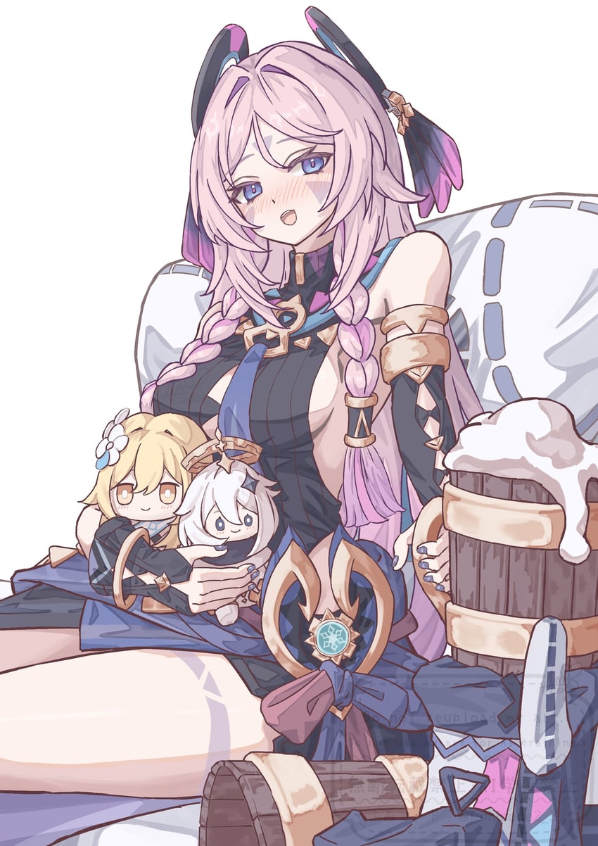 lumine, paimon, citlali, and citlalin (genshin impact) drawn by fumicode2_3