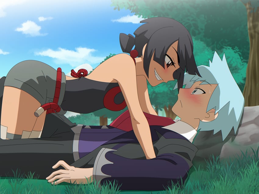 steven stone and zinnia (pokemon and 1 more) drawn by pok3d