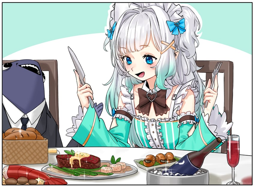 mint fantome and h2osakana (indie virtual youtuber and 1 more) drawn by agemmata