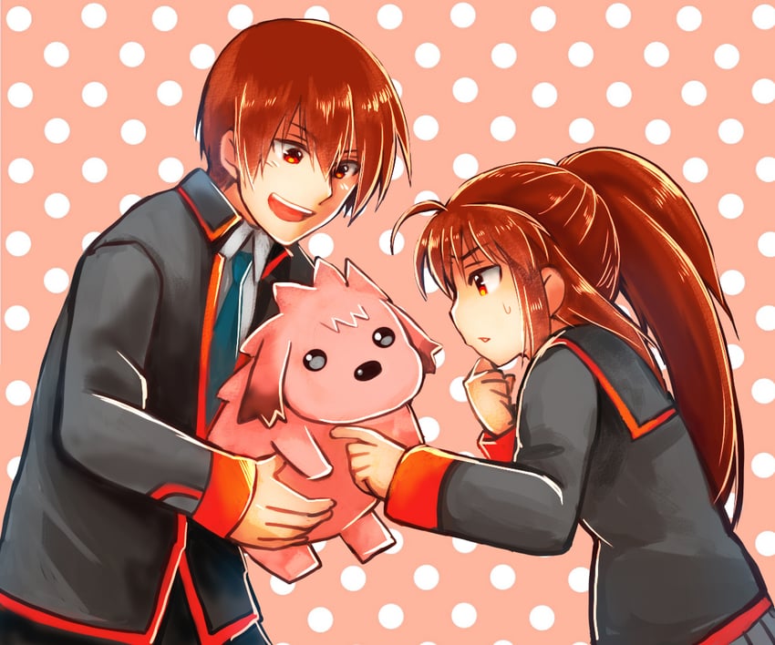natsume rin, natsume kyousuke, and chibi-moth (little busters! and 2 more) drawn by rakka