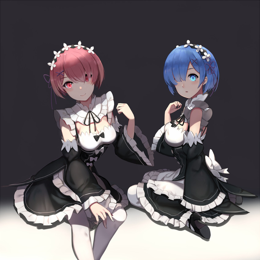 rem and ram (re:zero kara hajimeru isekai seikatsu) drawn by yingji_(zszero)