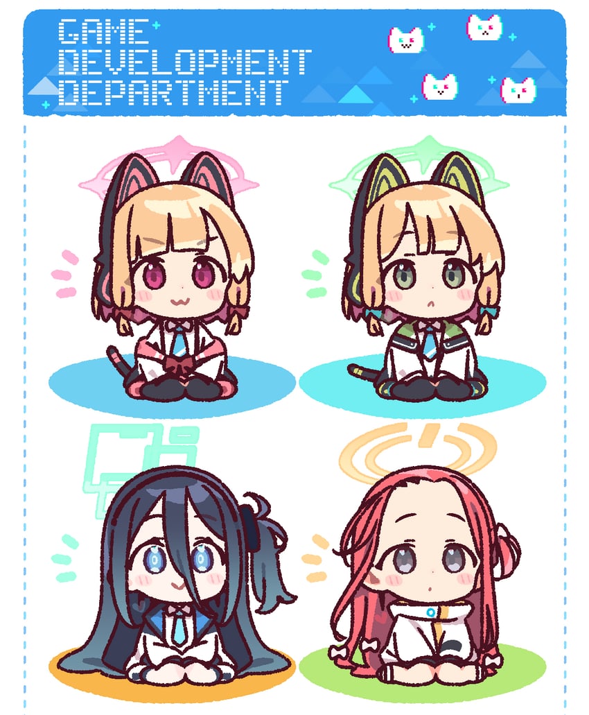 aris, momoi, midori, and yuzu (blue archive) drawn by yoru_nai