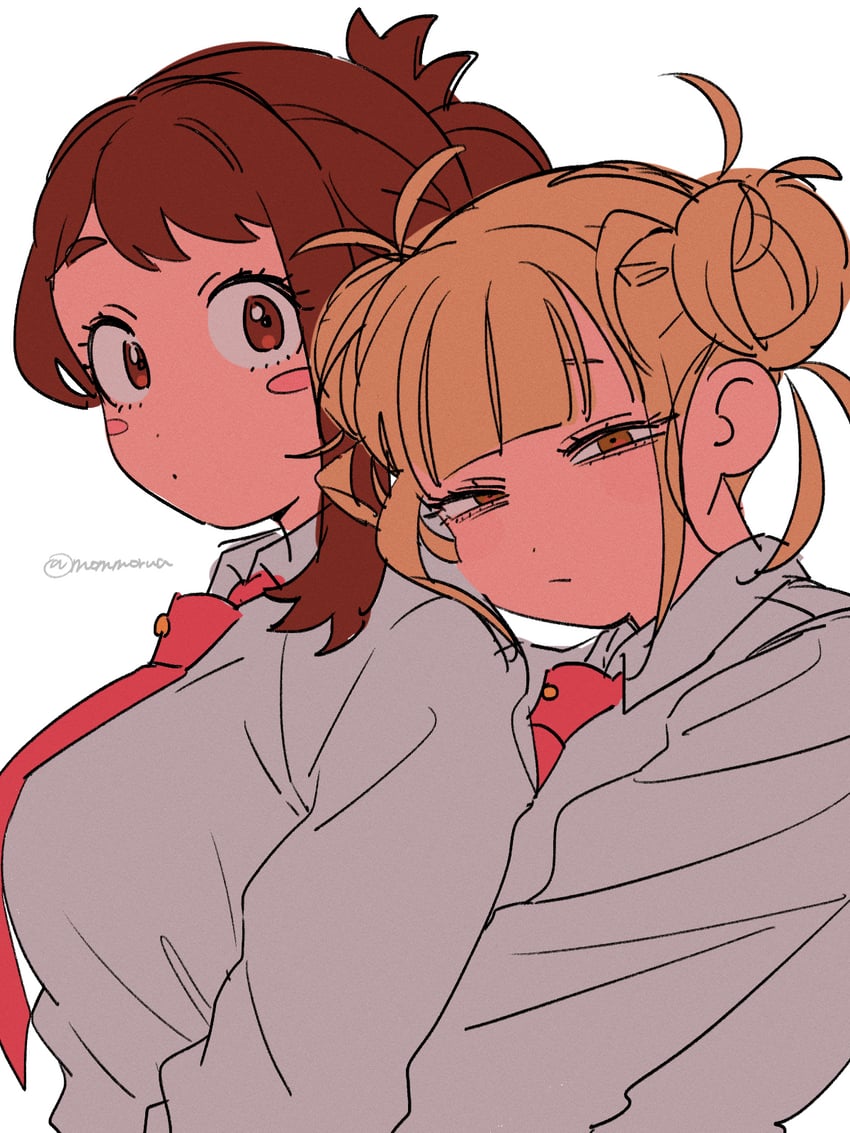uraraka ochaco and toga himiko (boku no hero academia) drawn by mommorua