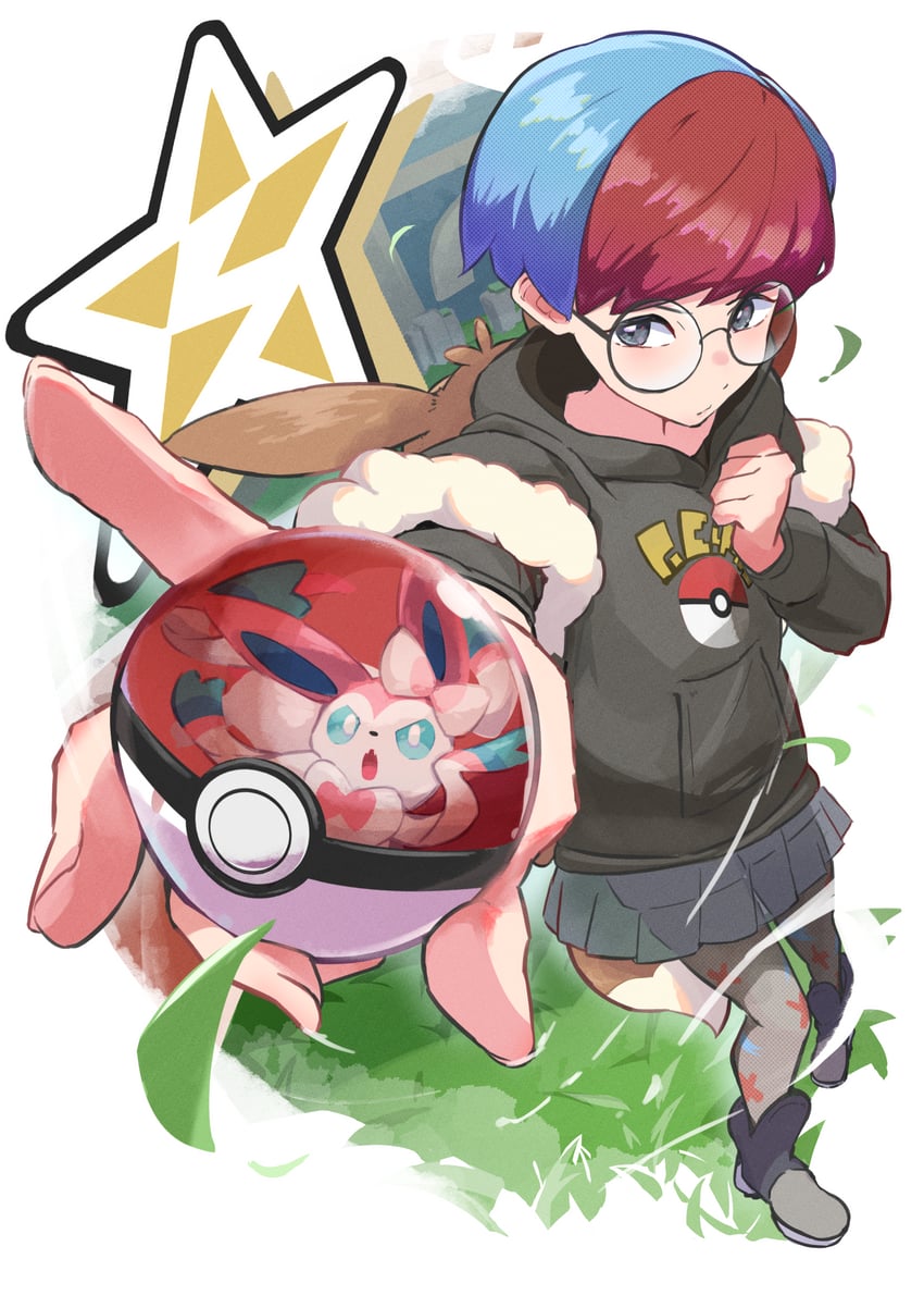 eevee, sylveon, and penny (pokemon and 1 more) drawn by maato_tac
