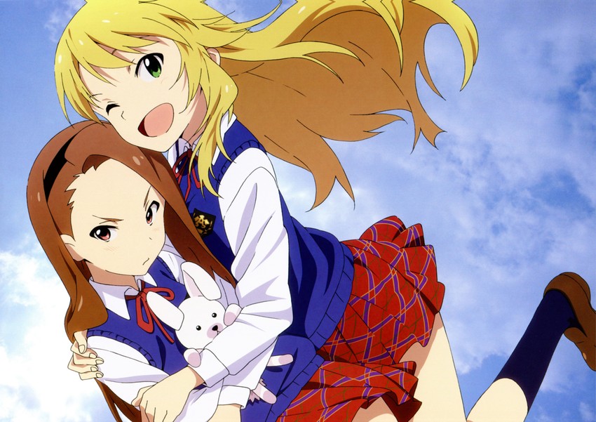 hoshii miki, minase iori, and usa-chan (idolmaster) drawn by akai_toshifumi
