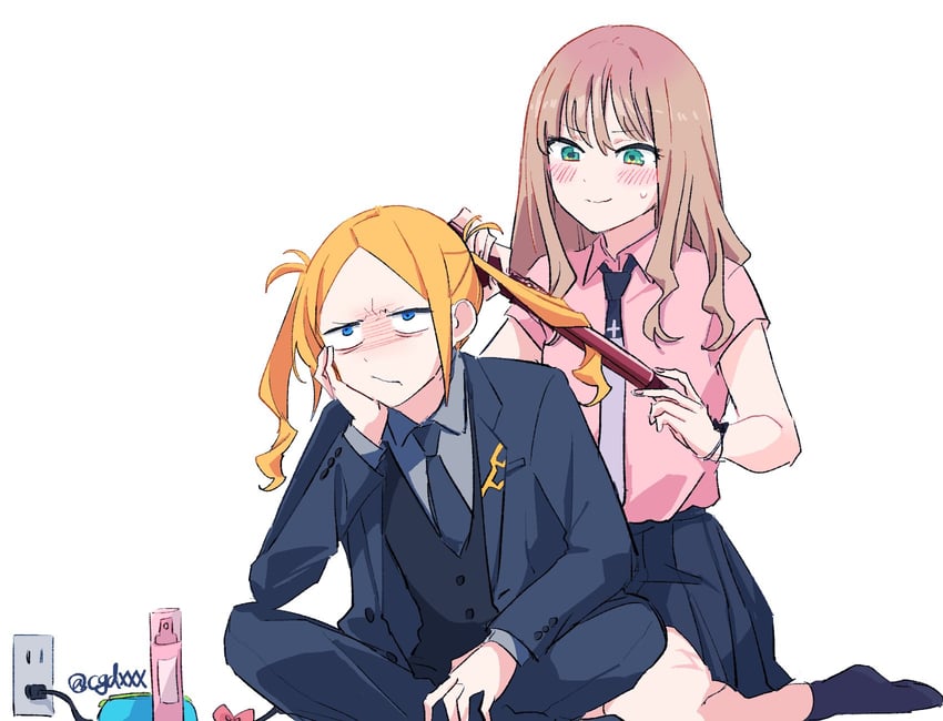 minami yume and borr (gridman universe) drawn by himagosan