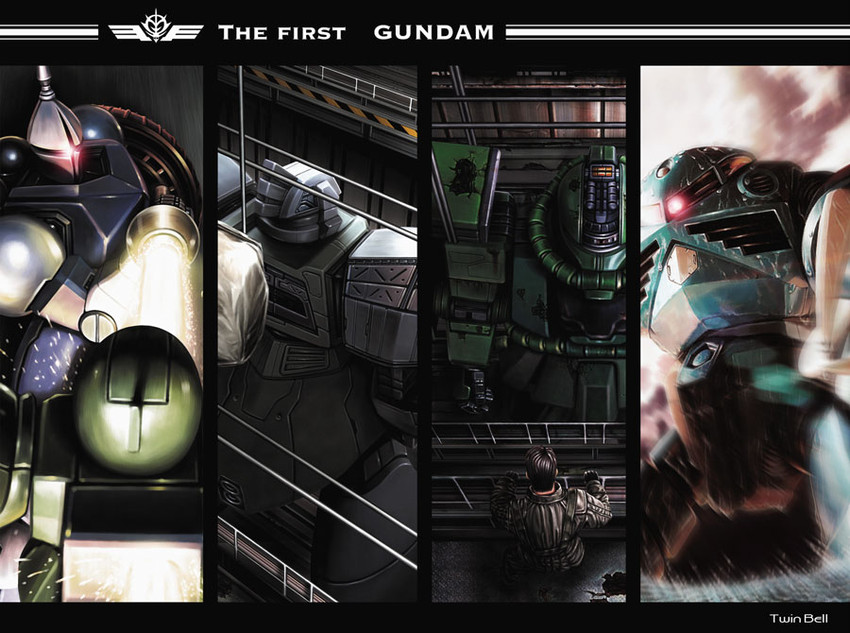 zaku ii, z'gok, gelgoog, zaku ii f/j, gyan, and 1 more (gundam and 1 more) drawn by twinbell